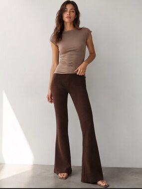 ZARA knit sweater ruffle flare pants